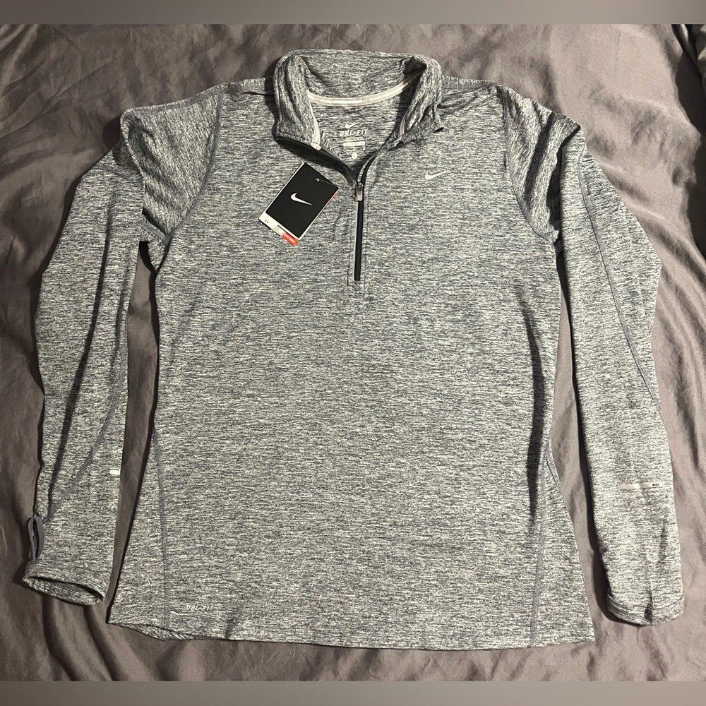 Nike Dri-Fit Heather Gray Long-Sleeved Quarter-Zip, size large